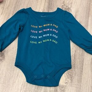 Okie Dokie Teal Love My Mom & Dad Bodysuit